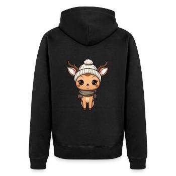 Reh Geweih Tier Baby Comic - Unisex Premium Bio Zip Hoodie - Schwarz - Hinten - Nico (187cm)