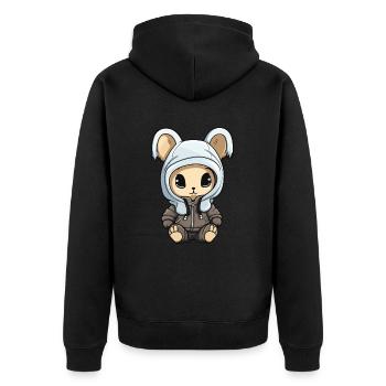 Bande dessinée de bébé animal lapin - Veste à capuche bio Premium Unisexe - noir - Dos - Nico (187cm)