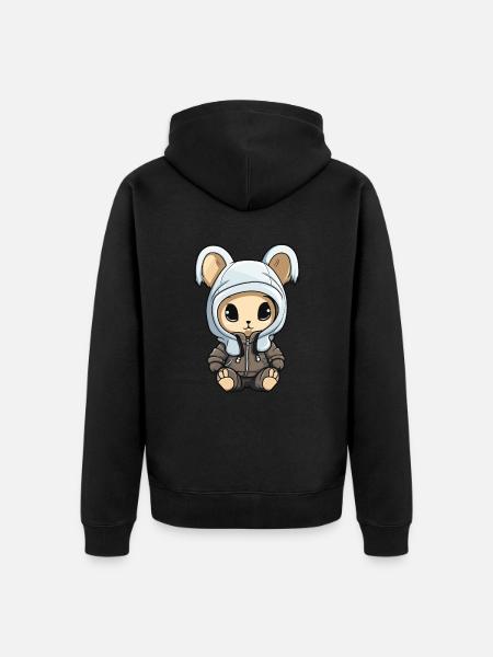 Bunny Animal Baby Comic - Unisex Premium Organic Zip Hoodie - black