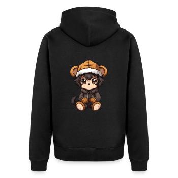 Singe Animal Bébé Bande Dessinée - Veste à capuche bio Premium Unisexe - noir - Dos - Nico (187cm)