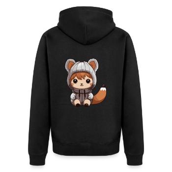 Écureuil Animal bébé bande dessinée - Veste à capuche bio Premium Unisexe - noir - Dos - Nico (187cm)