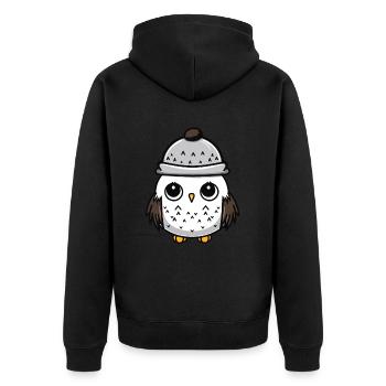 Hibou Animal bébé Bande dessinée - Veste à capuche bio Premium Unisexe - noir - Dos - Nico (187cm)