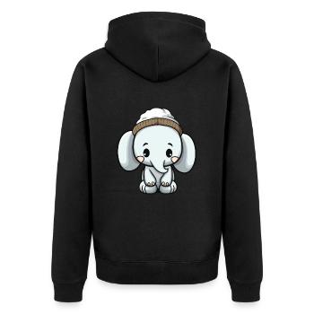Elefant Tier Baby Comic - Unisex Premium Bio Zip Hoodie - Schwarz - Hinten - Nico (187cm)