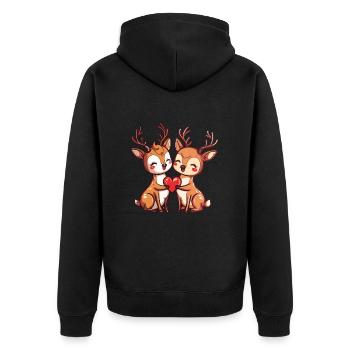Hirsch Paar Liebe Couple Verliebt - Unisex Premium Bio Zip Hoodie - Schwarz - Hinten - Nico (187cm)