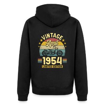 Biker 70 Years 1954 April 70 Years Anniversary - Unisex Premium Organic Zip Hoodie - black - Back - Nico (187cm)