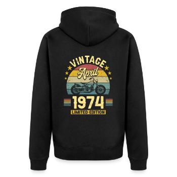 Motard 50 Ans 1974 Avril 50 Ans Anniversaire - Veste à capuche bio Premium Unisexe - noir - Dos - Nico (187cm)