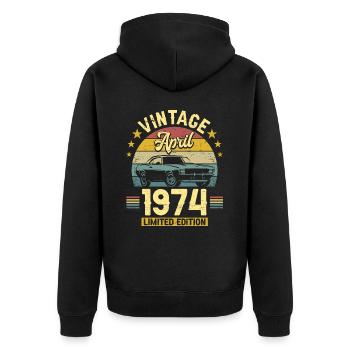 Anniversary April 1974 50 Years Anniversary - Unisex Premium Organic Zip Hoodie - black - Back - Nico (187cm)