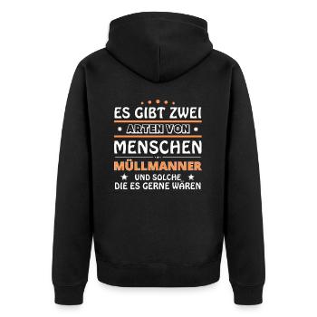 Garbage Men Gift - Two Types of... Design - Unisex Premium Organic Zip Hoodie - black - Back - Nico (187cm)