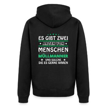 Garbage Men Gift - Two Types of... Design - Unisex Premium Organic Zip Hoodie - black - Back - Nico (187cm)