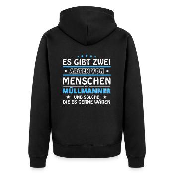 Cadeau Garbage Men - Deux Types de... Concevoir - Veste à capuche bio Premium Unisexe - noir - Dos - Nico (187cm)