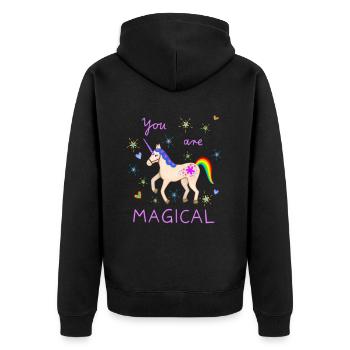 Licorne mignonne Licornes magiques Rainbow Girl - Veste à capuche bio Premium Unisexe - noir - Dos - Nico (187cm)