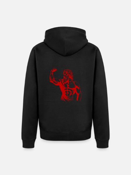 Greek Fighter Ancient Statue - Unisex Premium Organic Zip Hoodie - black