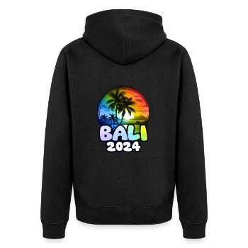 Bali 2024 Palm Trees Multicolored - Unisex Premium Organic Zip Hoodie - black - Back - Nico (187cm)