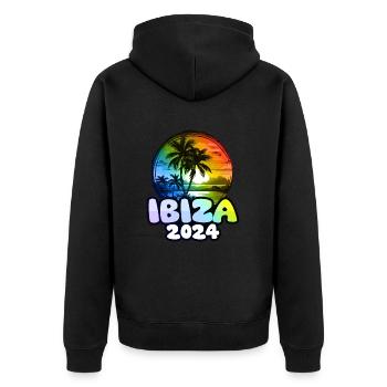 Ibiza 2024 Palmiers Colorés - Veste à capuche bio Premium Unisexe - noir - Dos - Nico (187cm)