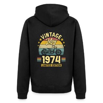 Motard 50 Ans 1974 Mai 50 Ans Anniversaire - Veste à capuche bio Premium Unisexe - noir - Dos - Nico (187cm)