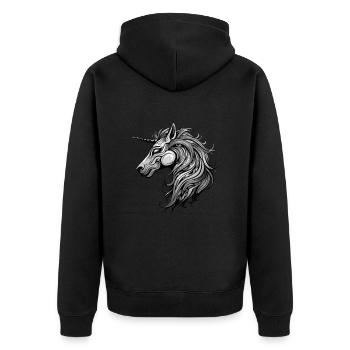Tête d’animal licorne - Veste à capuche bio Premium Unisexe - noir - Dos - Nico (187cm)