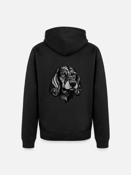 Dachshund Dog Portrait Dachshund - Unisex Premium Organic Zip Hoodie - black