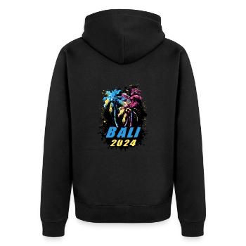 Bali 2024 Holiday Palm Trees Colorful - Unisex Premium Organic Zip Hoodie - black - Back - Nico (187cm)
