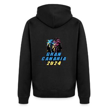 Gran Canaria 2024 Holiday Palm Trees Colorful - Unisex Premium Organic Zip Hoodie - black - Back - Nico (187cm)