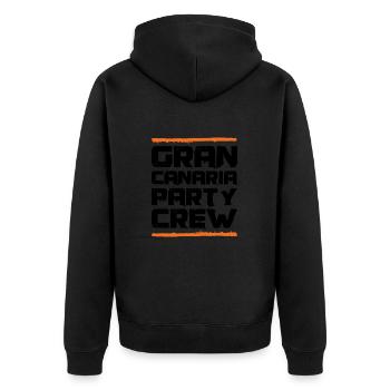 Gran Canaria Party Crew - Unisex Premium Bio Zip Hoodie - Schwarz - Hinten - Nico (187cm)
