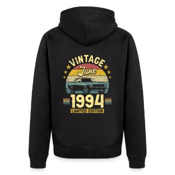 June 1994 Car 30 Years Anniversary - Unisex Premium Organic Zip Hoodie - black - Back - Nico (187cm)