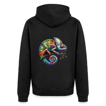 CAMÉLÉON VIBRANT : LE CHEF-D’ŒUVRE ARTISTIQUE DE LA NATURE - Veste à capuche bio Premium Unisexe - noir - Dos - Nico (187cm)