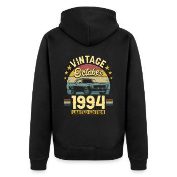 Octobre 1994 Voiture 30ème Anniversaire - Veste à capuche bio Premium Unisexe - noir - Dos - Nico (187cm)