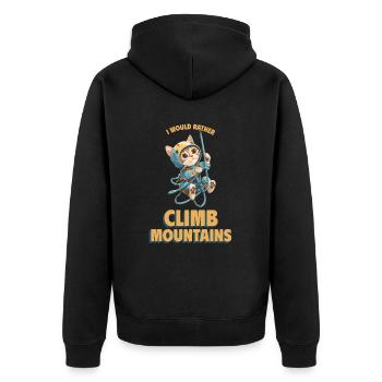 I would rather climb mountains Bergklettern Katze - Unisex Premium Bio Zip Hoodie - Schwarz - Hinten - Nico (187cm)