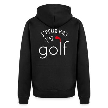 J'peux pas j'ai golf / Idée cadeau golf golfeur - Veste à capuche bio Premium Unisexe - noir - Dos - Nico (187cm)