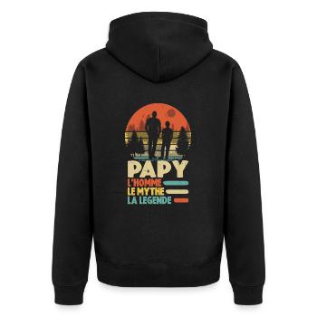 Papy L'homme Le Mythe La Légende - Veste à capuche bio Premium Unisexe - noir - Dos - Nico (187cm)