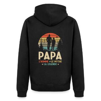 Papa L'homme Le Mythe La Légende - Veste à capuche bio Premium Unisexe - noir - Dos - Nico (187cm)
