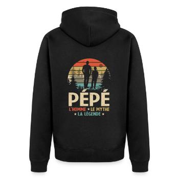 Pépé L'homme Le Mythe La Légende - Veste à capuche bio Premium Unisexe - noir - Dos - Nico (187cm)