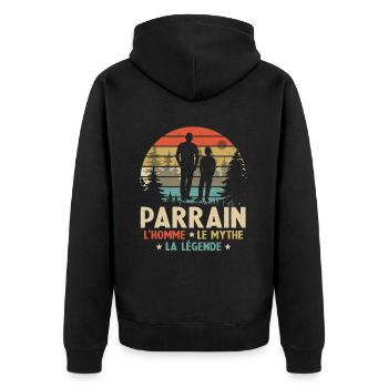 Parrain L'homme Le Mythe La Légende - Veste à capuche bio Premium Unisexe - noir - Dos - Nico (187cm)