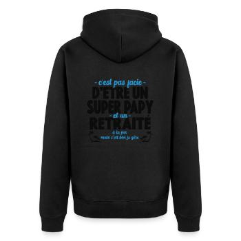 Cadeau De Retraite Pour Un Super Papy Retraité - Veste à capuche bio Premium Unisexe - noir - Dos - Nico (187cm)