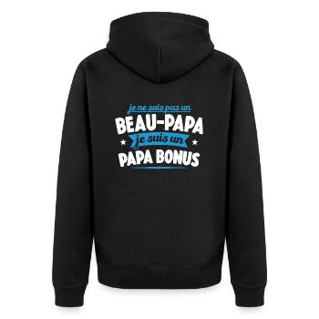 Je Ne Suis Pas Un Beau-papa Je Suis Un Papa Bonus - Veste à capuche bio Premium Unisexe - noir - Dos - Nico (187cm)