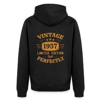 Vintage 1957 Limited Edition Perfectly Aged - Unisex Premium Organic Zip Hoodie - black - Back - Nico (187cm)