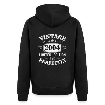 Vintage 2004 Limited Edition Perfectly Aged - Unisex Premium Organic Zip Hoodie - black - Back - Nico (187cm)