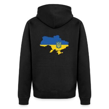 Ukraine - Unisex Premium Bio Zip Hoodie - Schwarz - Hinten - Nico (187cm)
