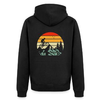 Coucher De Soleil Vintage Idée Cadeau Vtt - Veste à capuche bio Premium Unisexe - noir - Dos - Nico (187cm)
