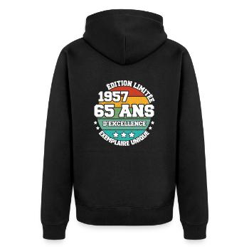 1957 65 Ans Edition Limitée 65 Ans D'excellence - Veste à capuche bio Premium Unisexe - noir - Dos - Nico (187cm)