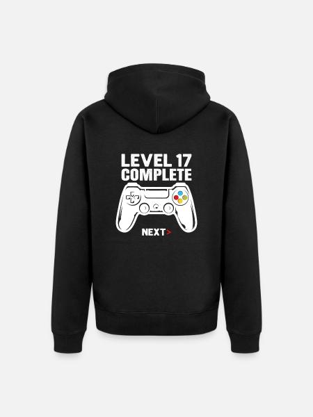 Level 17 Full - Unisex Premium Organic Zip Hoodie - black