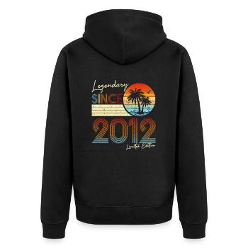 Legendary Since 2012 Limited Edition - Unisex Premium Organic Zip Hoodie - black - Back - Nico (187cm)