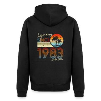 Légendaire Depuis 1983 Édition Limitée - Veste à capuche bio Premium Unisexe - noir - Dos - Nico (187cm)