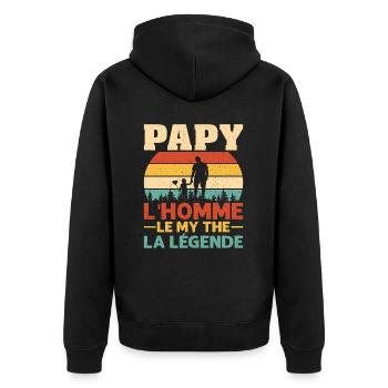 Papy L'homme Le Mythe La Légende - Veste à capuche bio Premium Unisexe - noir - Dos - Nico (187cm)