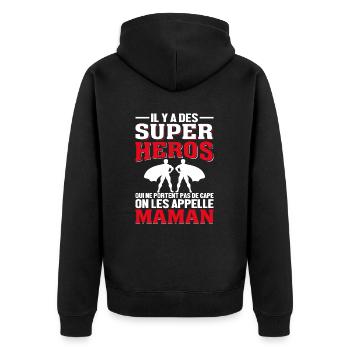 Maman Super-Héros Qui Ne Porte Pas De Masque - Veste à capuche bio Premium Unisexe - noir - Dos - Nico (187cm)