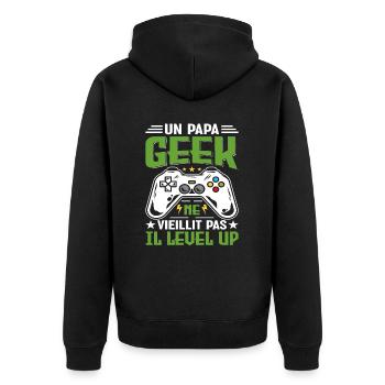 Un Papa Geek Ne Vieillit Pas Il Level Up - Veste à capuche bio Premium Unisexe - noir - Dos - Nico (187cm)