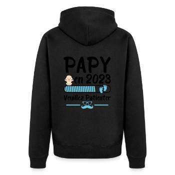 Papy En 2023 Veuillez Patienter - Veste à capuche bio Premium Unisexe - noir - Dos - Nico (187cm)