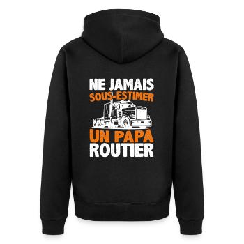Ne Jamais Sous-estimer Un Papa Routier - Veste à capuche bio Premium Unisexe - noir - Dos - Nico (187cm)