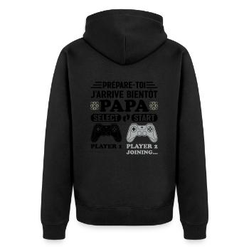 Bientôt Papa Annonce Grossesse Futur Père Gamer - Veste à capuche bio Premium Unisexe - noir - Dos - Nico (187cm)