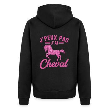 Je Peux Pas J'ai Cheval - Veste à capuche bio Premium Unisexe - noir - Dos - Nico (187cm)